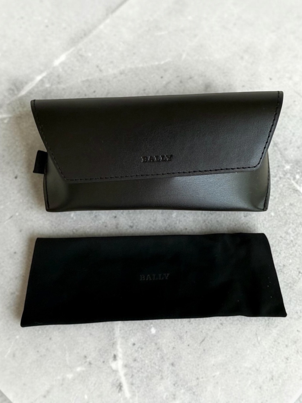 New! BALLY Leather Black Sunglass Case With Cloth